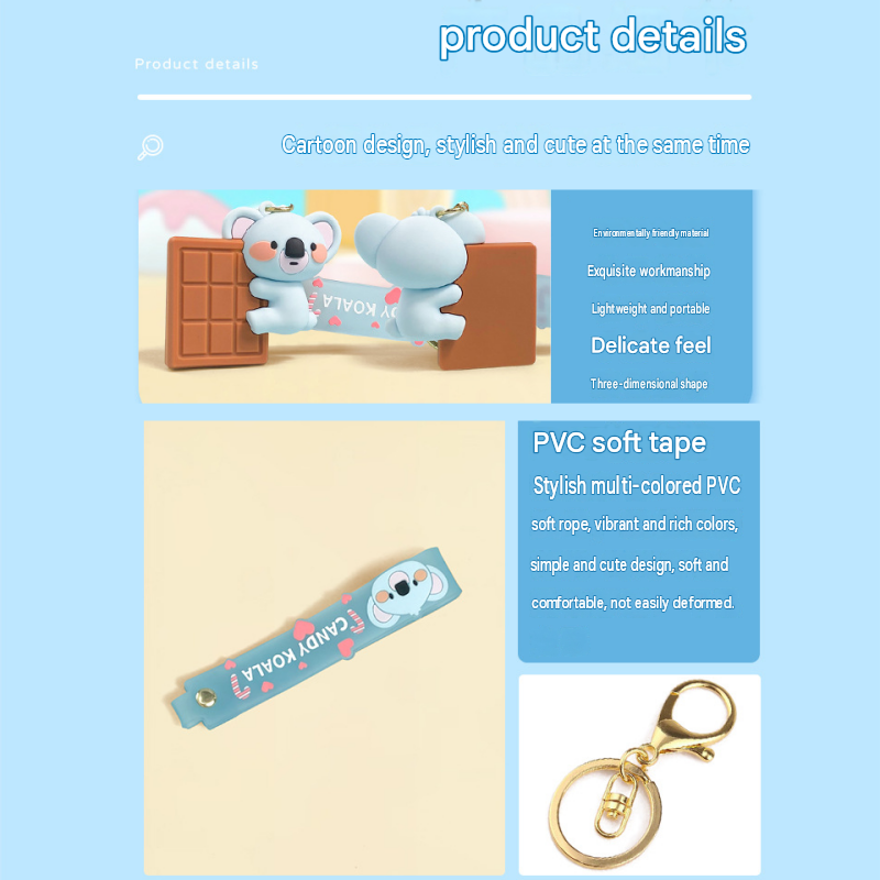 Candy Koala PVC Keychain - Cute 3D Cartoon Koala Figure view 6