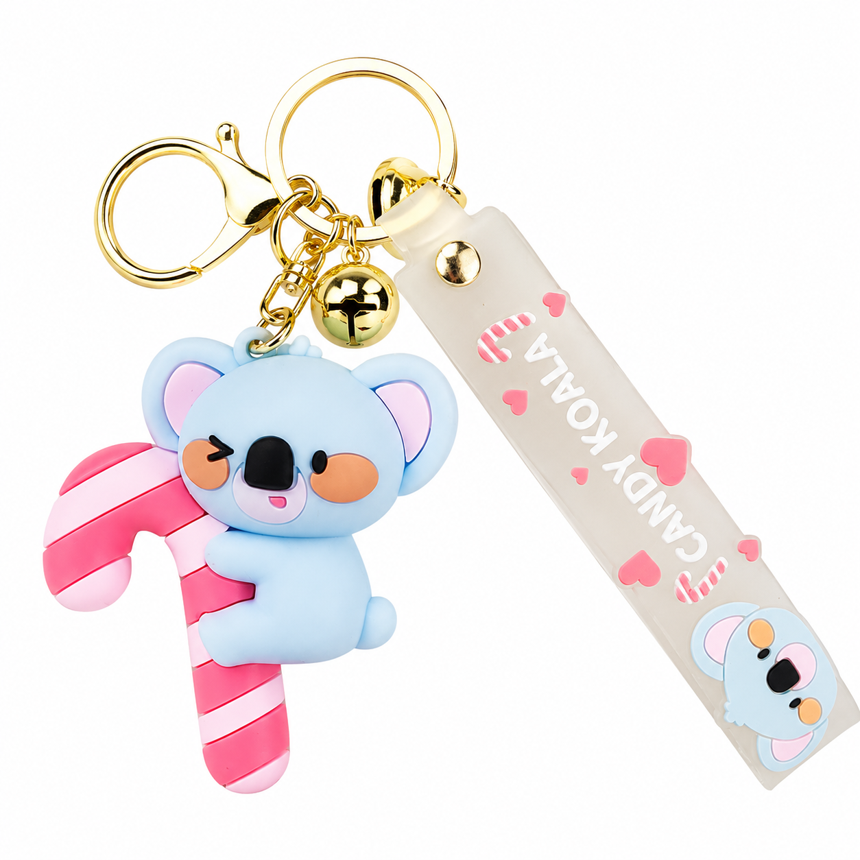 Candy Cane Koala PVC Keychain - Cute 3D Cartoon Koala Figure
