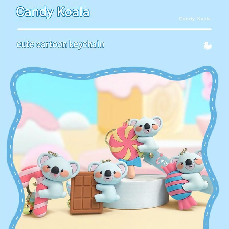 Candy Cane Koala PVC Keychain - Cute 3D Cartoon Koala Figure view 2