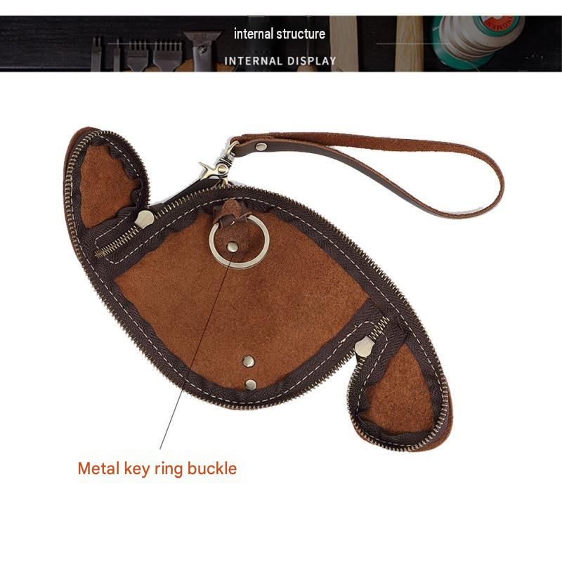 2pcs Retro Genuine Leather Key Pouch（Brown and Coffee-colored） - 12.5cm x 5cm view 3