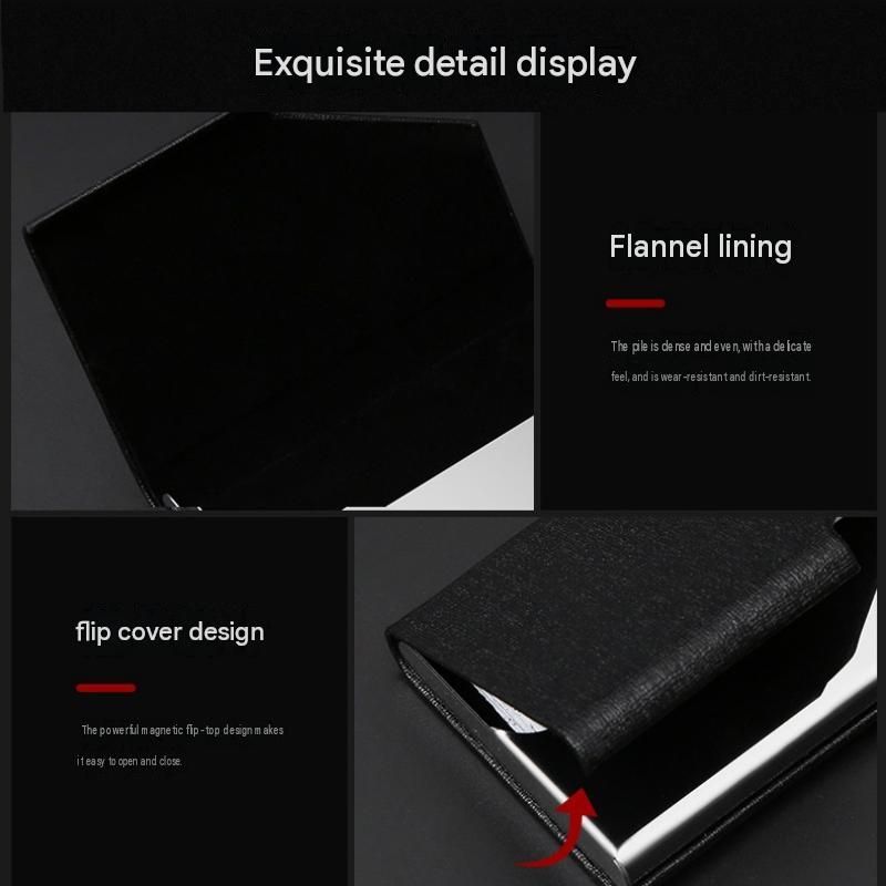 Grey Stainless Steel and PU Leather Business Card Holder - 95mm x 63mm view 7