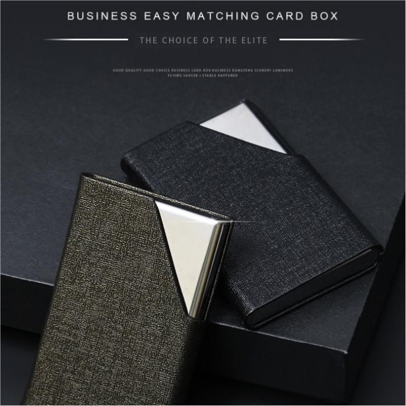 Blue Stainless Steel and PU Leather Business Card Holder - 95mm x 63mm view 2