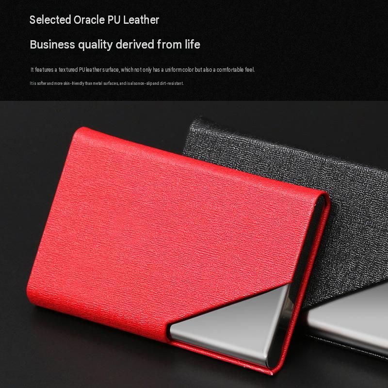 Blue Stainless Steel and PU Leather Business Card Holder - 95mm x 63mm view 3