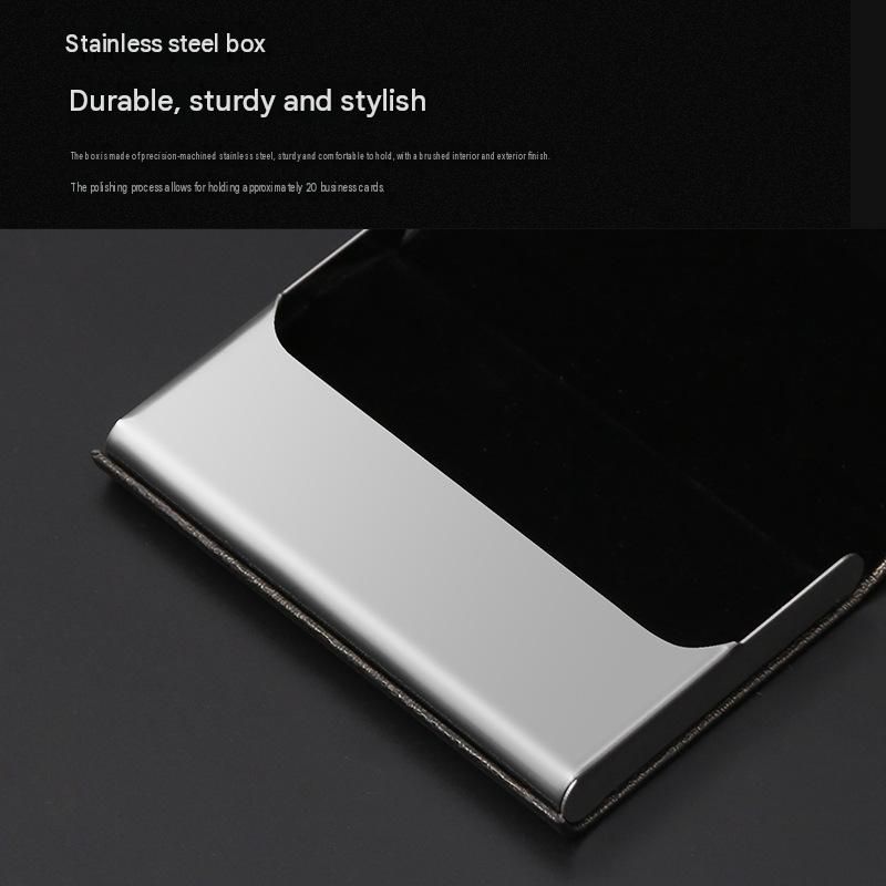 Blue Stainless Steel and PU Leather Business Card Holder - 95mm x 63mm view 5