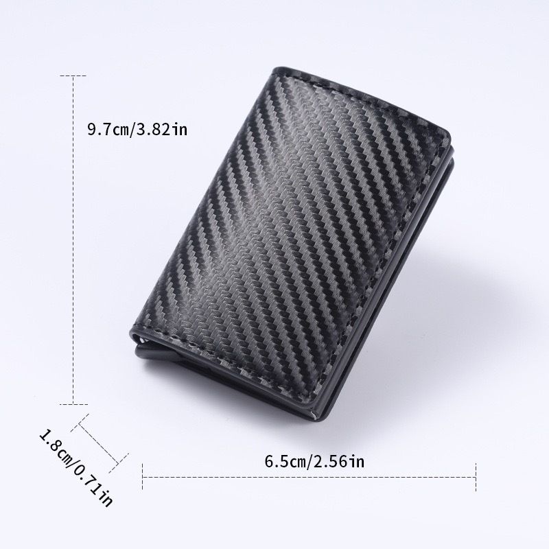 Pink Carbon Fiber texture RFID Wallet - Automatic Pop-Up Card Holder with view 5
