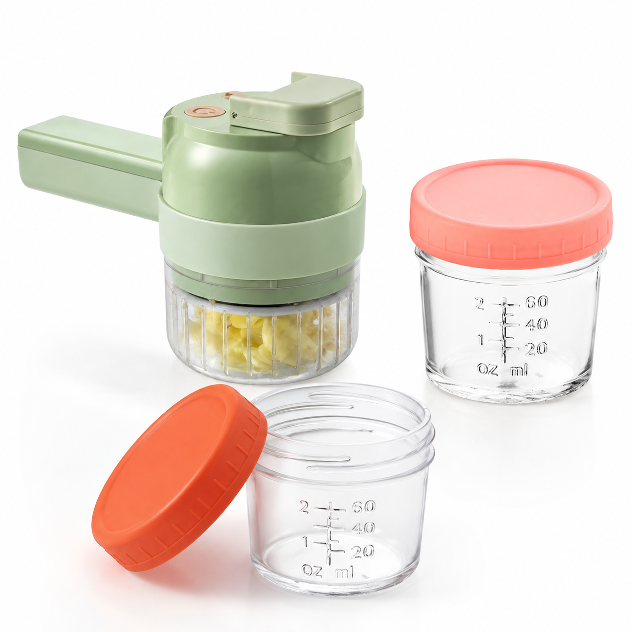 Seasoning Preparation and Storage Set-Green Electric Handheld Food Processor