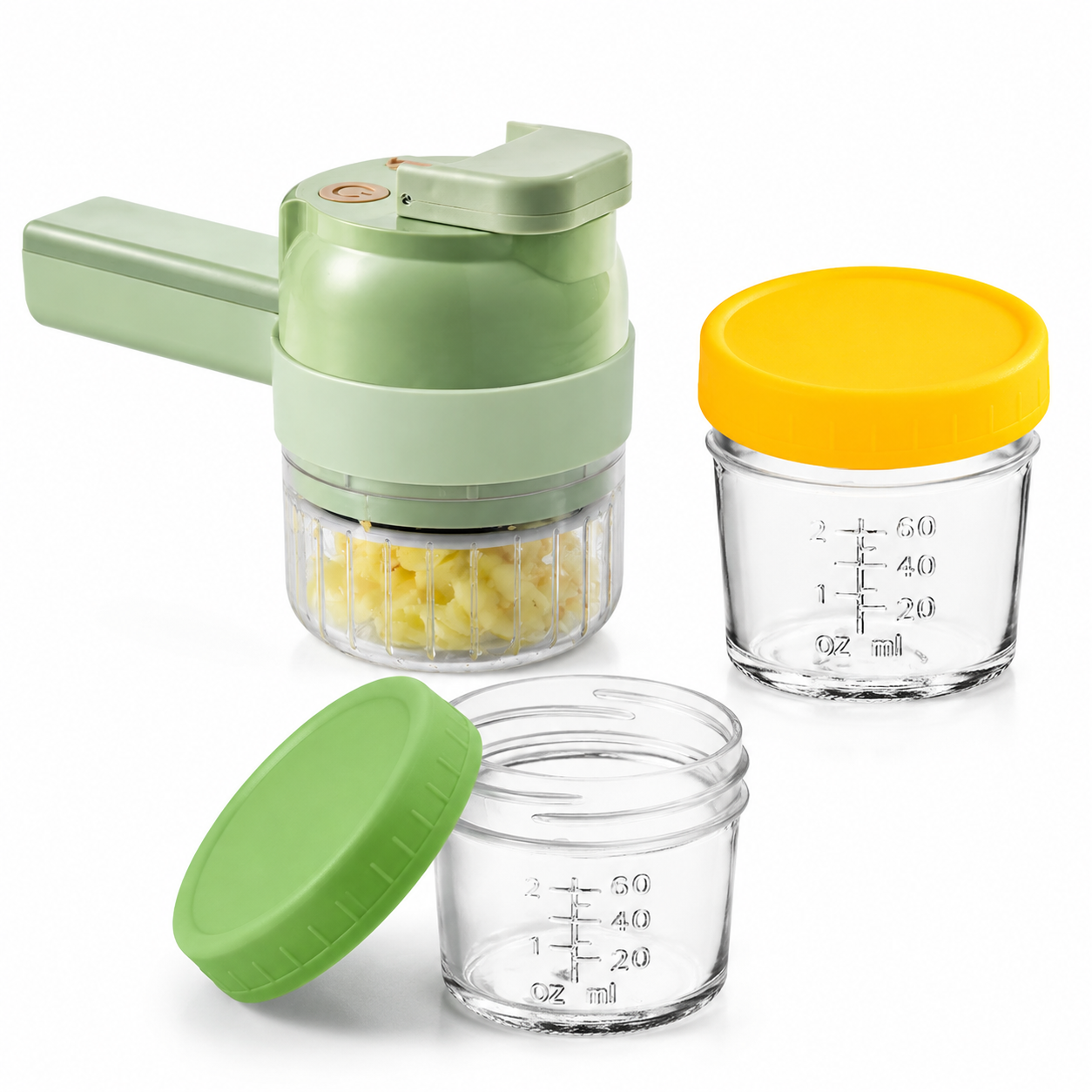 Seasoning Preparation and Storage Set-Green Electric Handheld Food Processor