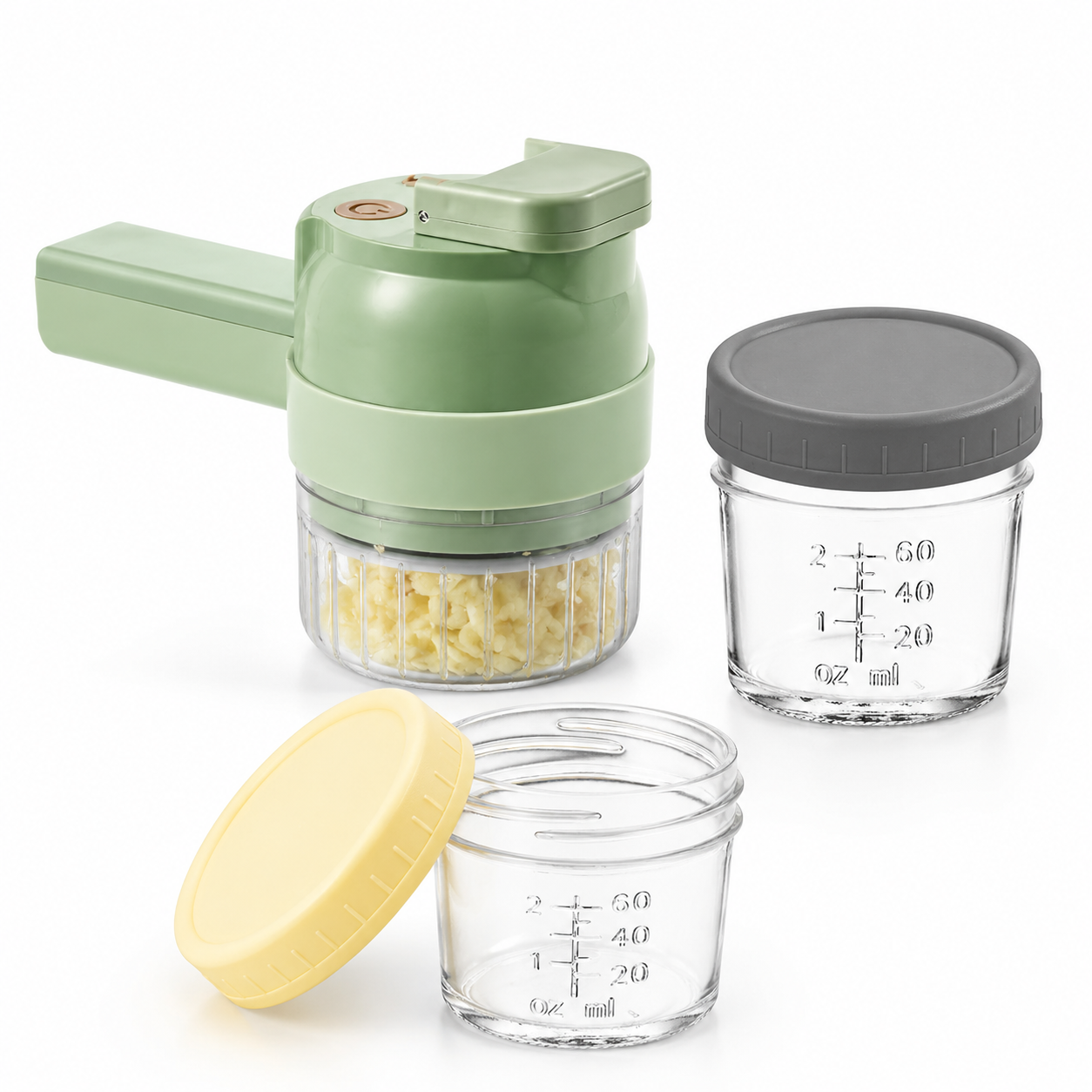 Seasoning Preparation and Storage Set-Green Electric Handheld Food Processor