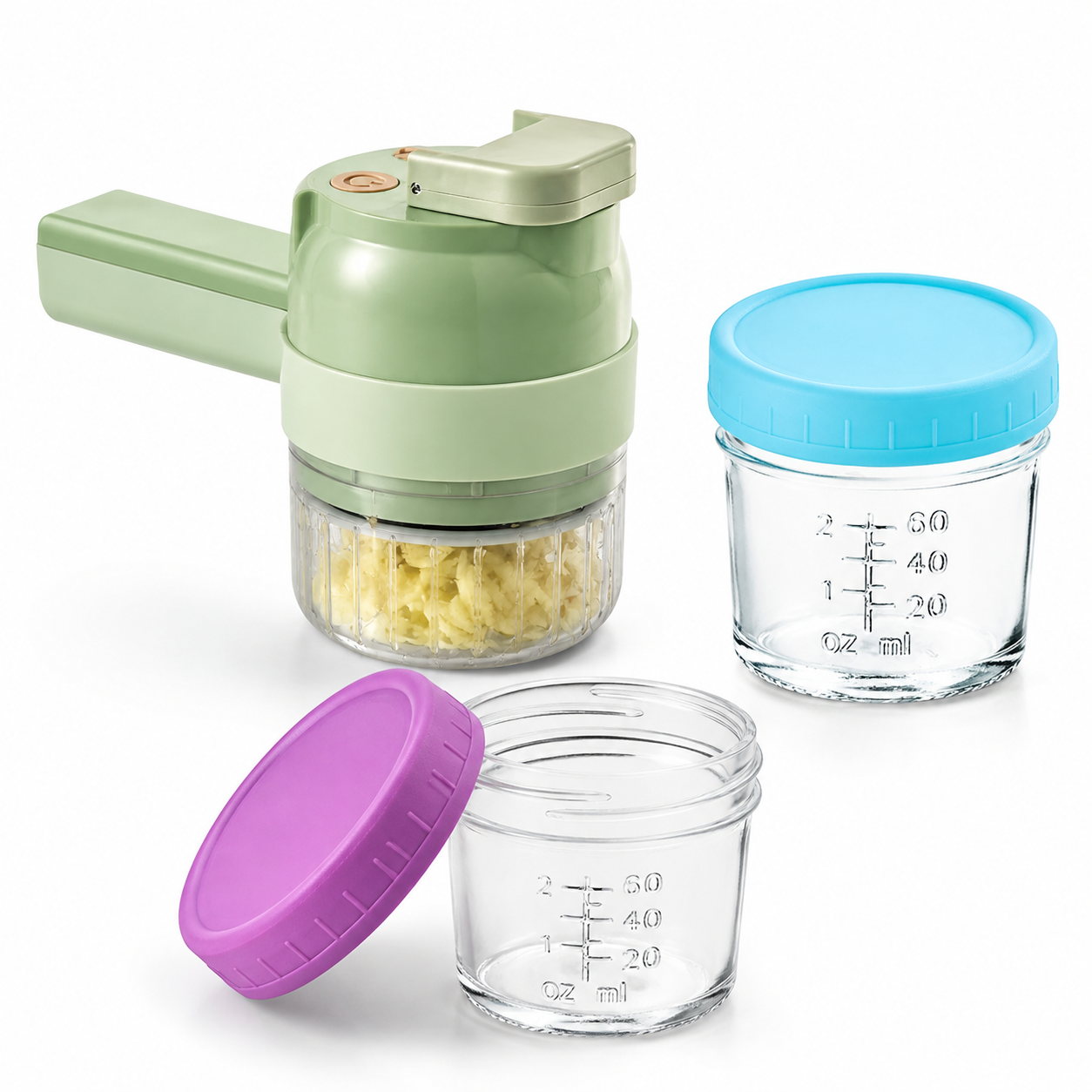 Seasoning Preparation and Storage Set-Green Electric Handheld Food Processor