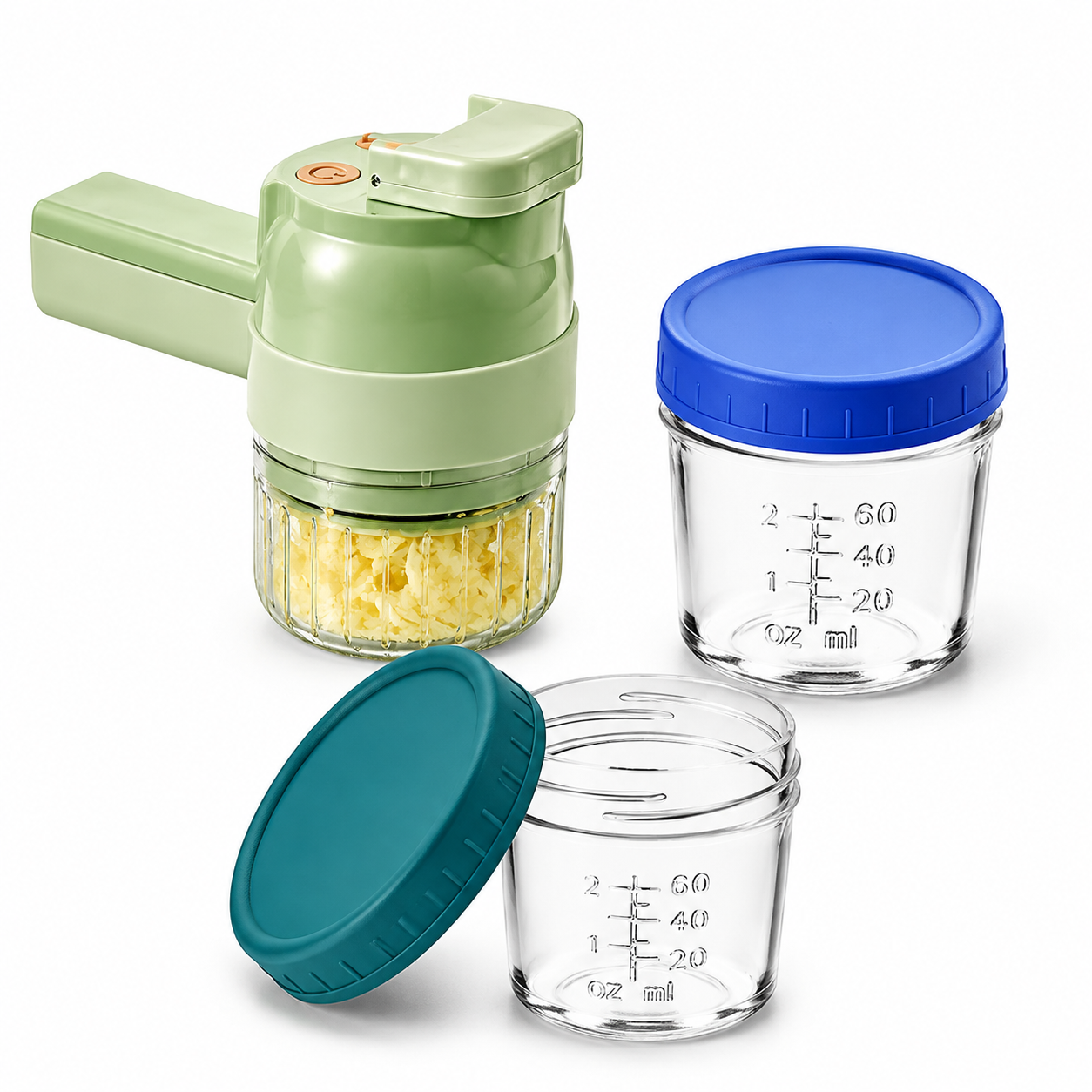 Seasoning Preparation and Storage Set-Green Electric Handheld Food Processor