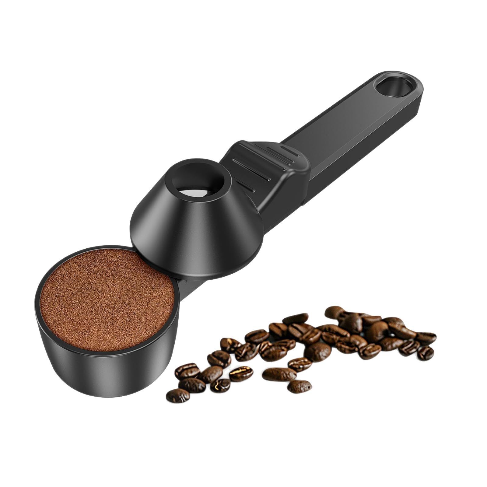 1 pcs Black Sliding Coffee Scoop - Long Handle Plastic Measuring Spoon for