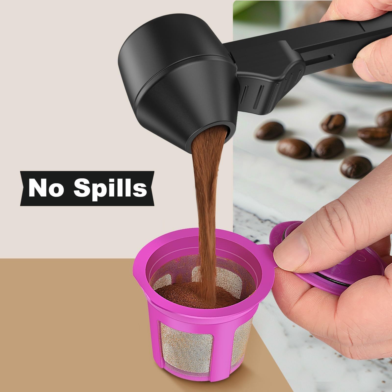 1 pcs Black Sliding Coffee Scoop - Long Handle Plastic Measuring Spoon for view 2
