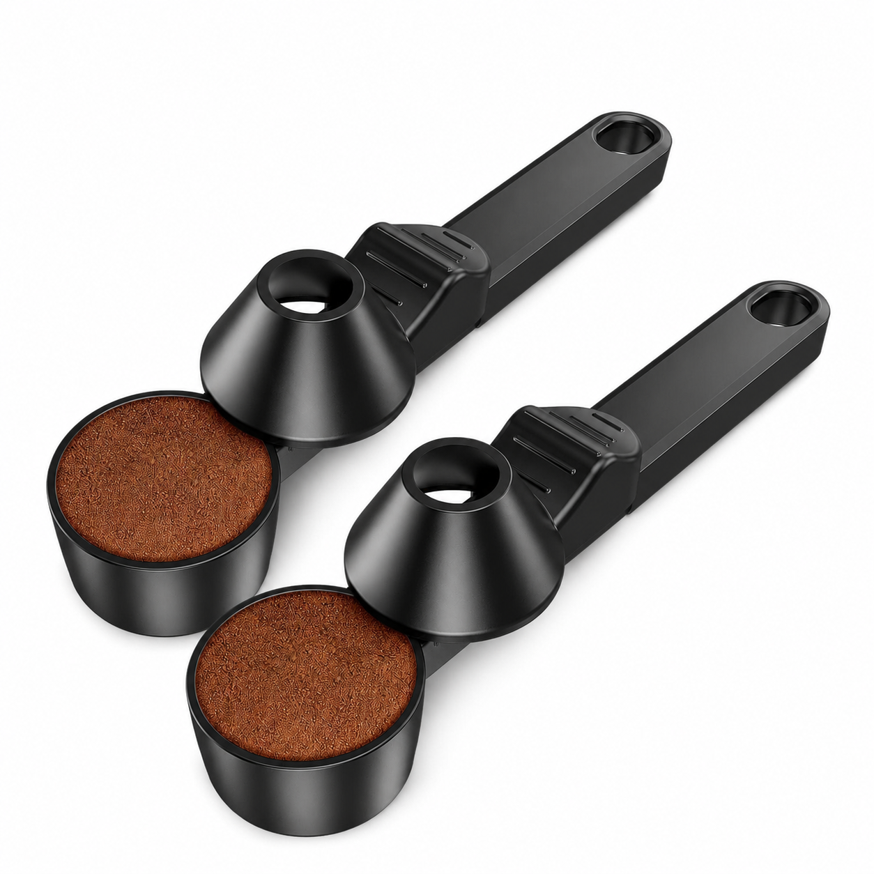 2 pcs Black Sliding Coffee Scoop - Long Handle Plastic Measuring Spoon for
