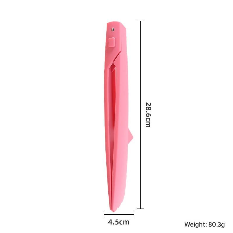 Pink Foldable Nylon Kitchen Tongs - Self-Standing Design with Serrated Grip
