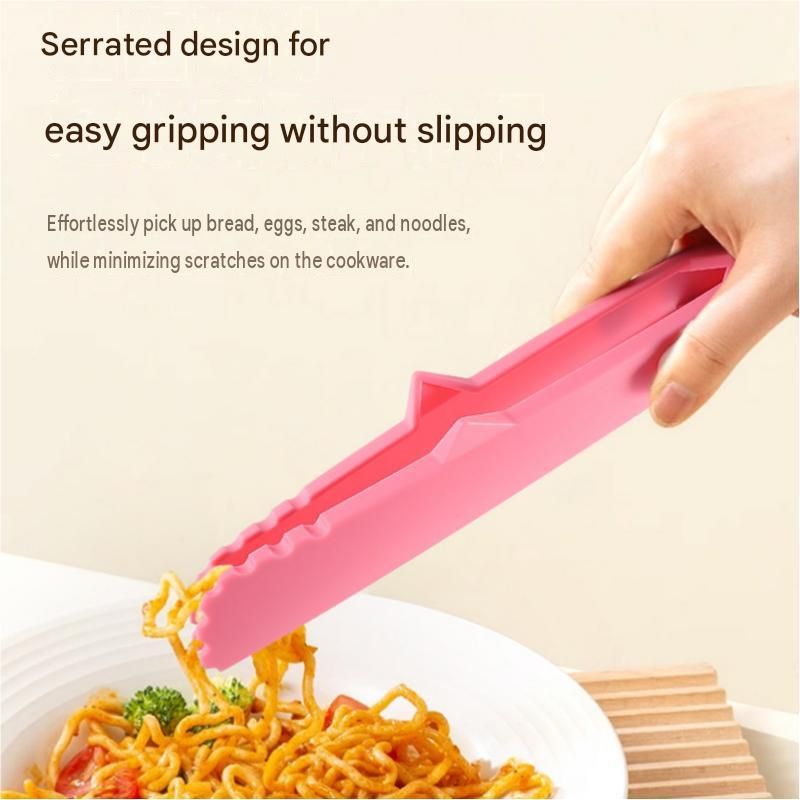 Grey Foldable Nylon Kitchen Tongs - Self-Standing Design with Serrated Grip view 3