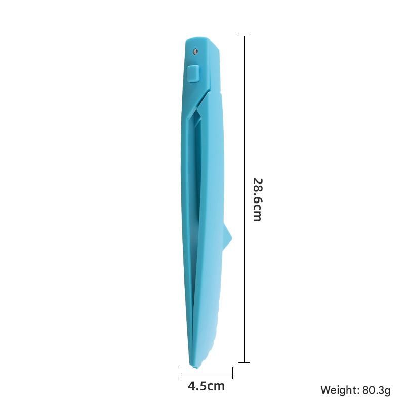 Blue Foldable Nylon Kitchen Tongs - Self-Standing Design with Serrated Grip