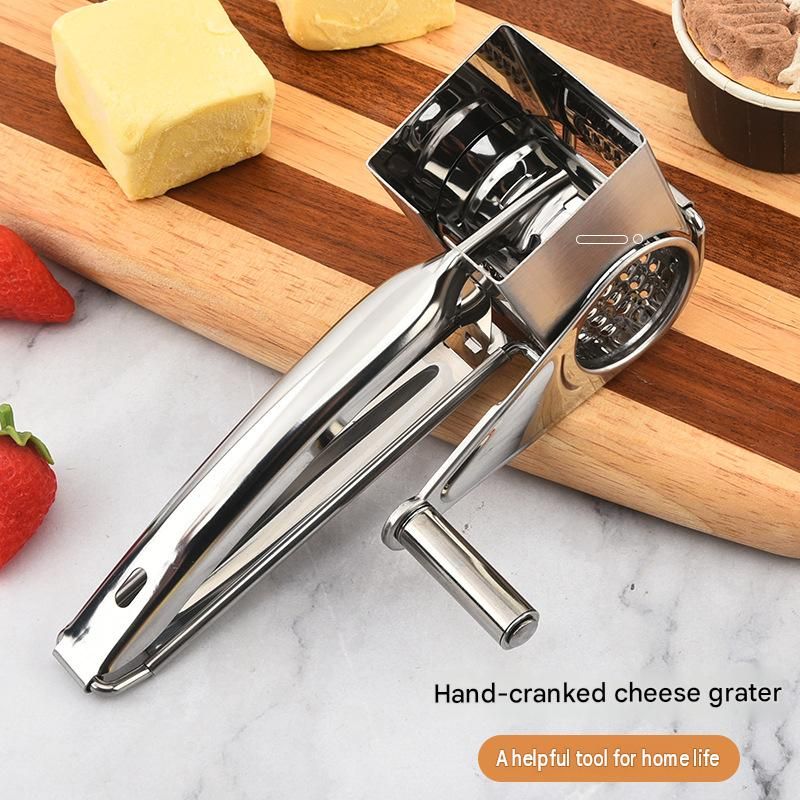9-10 hole planer grater Stainless Steel Hand Crank Cheese Grater - Rotary Drum view 3