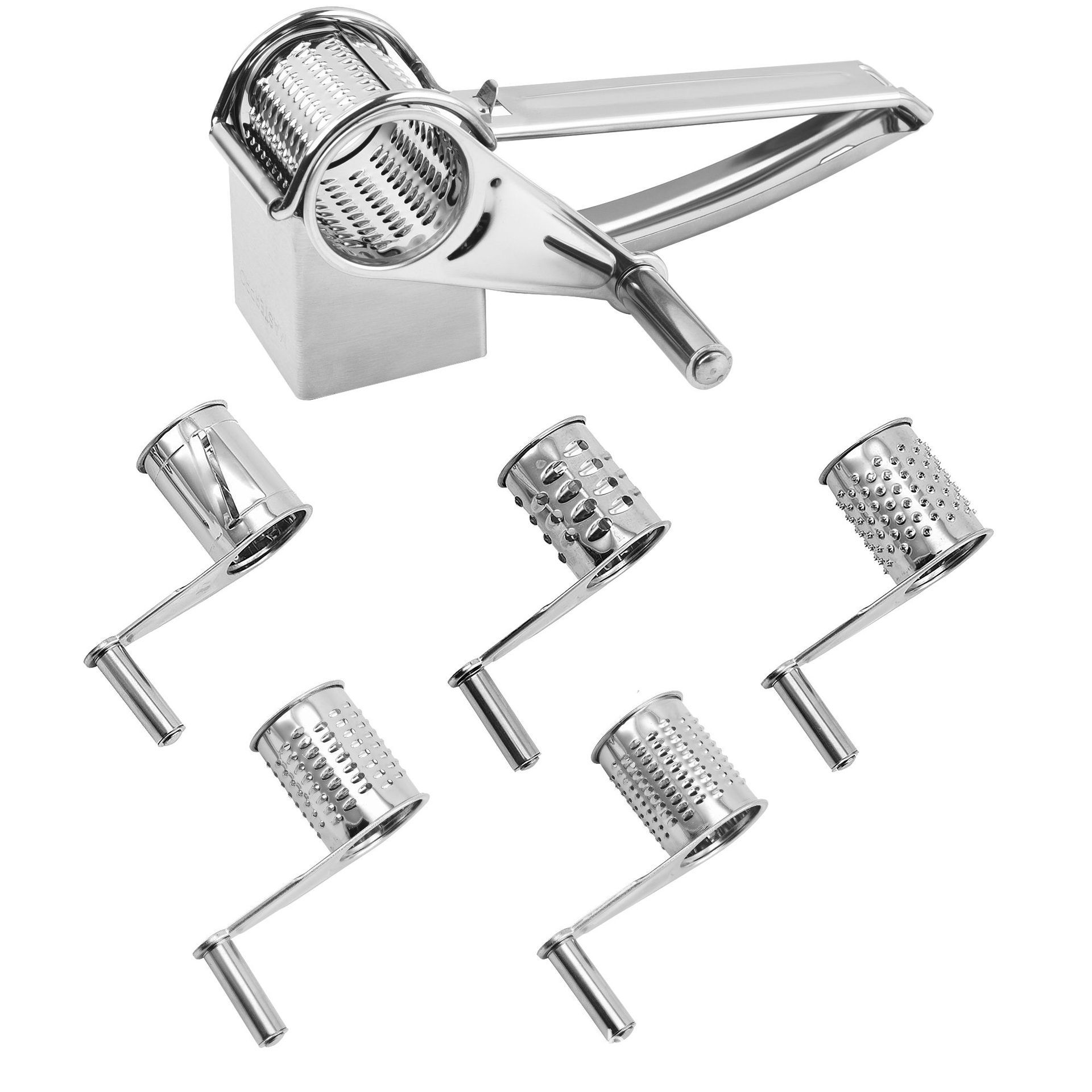 Stainless Steel Hand Crank Cheese Grater（Flat-blade planer+3-4 hole planer+5-6