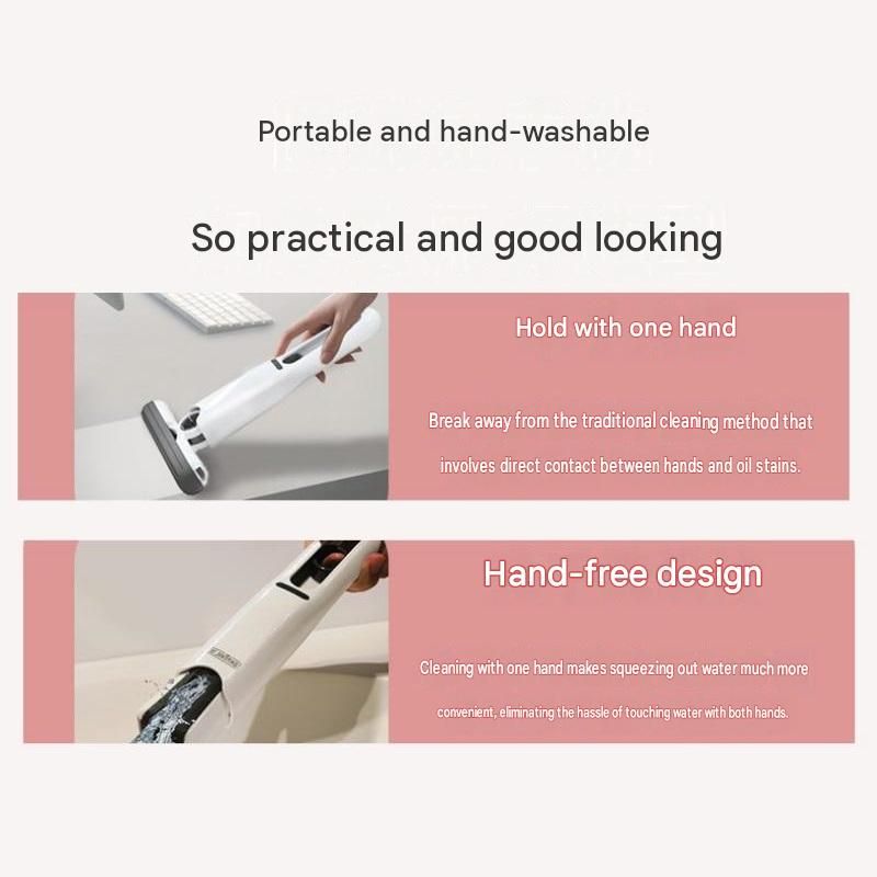 Mini Handheld Foldable Mop WIth ABS Handle and 2 Sponge Head- Hand-Free view 4
