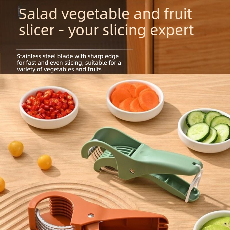 Red Multifunctional Fruit and Vegetable Slicer - Stainless Steel Blades view 5