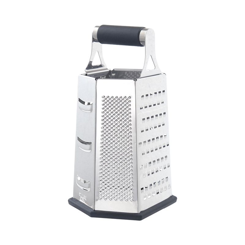 Multifunctional Six-Sided Box Vertical grater- TPR-sleeved handle - Stainless