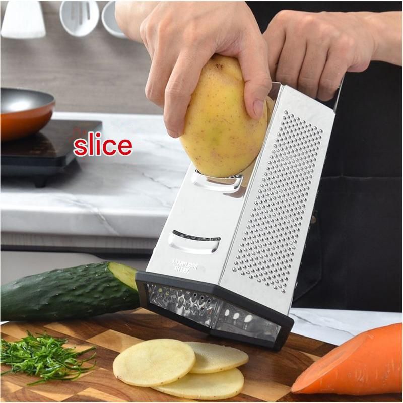Multifunctional Six-Sided Box Vertical grater- TPR-sleeved handle - Stainless view 6