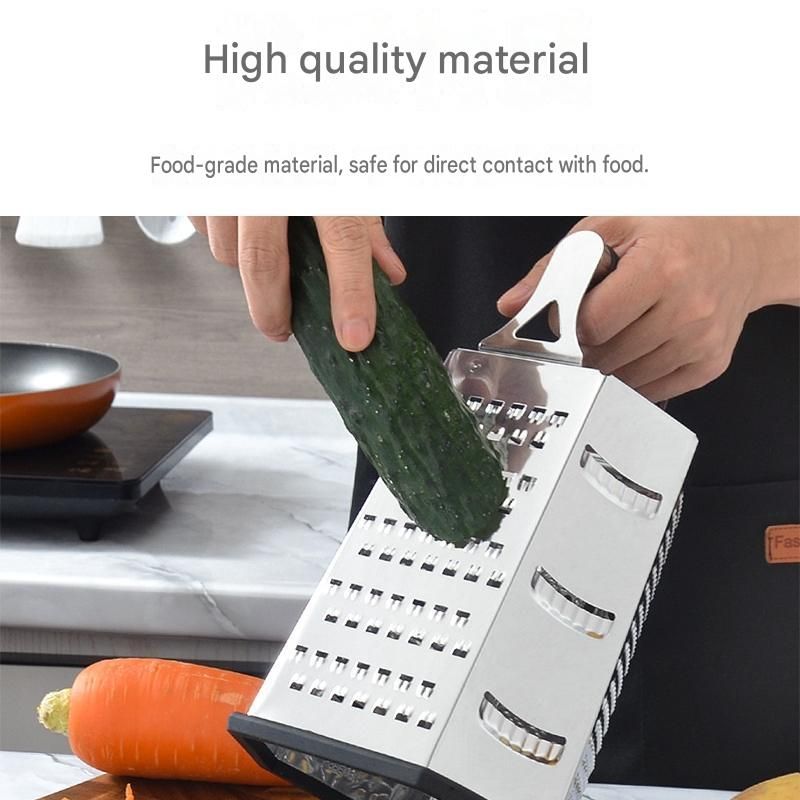 Multifunctional Six-Sided Box Vertical grater- Stainless steel flat handle view 3