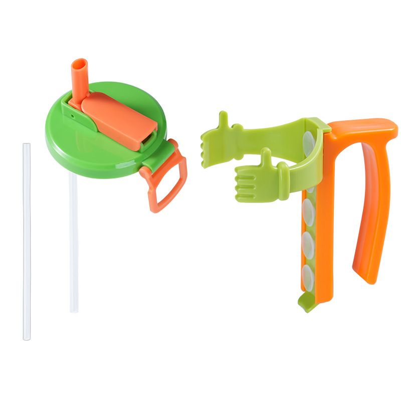 Green Soda Can Lid and Handle Holder Set - Anti-Overflow Plastic Cover with