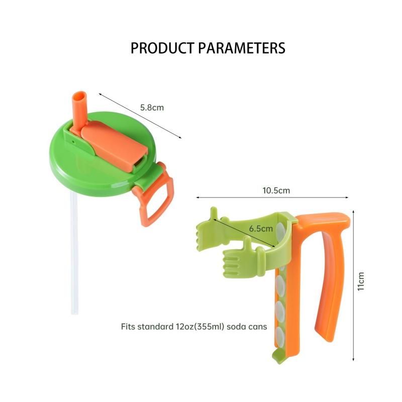 Green Soda Can Lid and Handle Holder Set - Anti-Overflow Plastic Cover with view 9