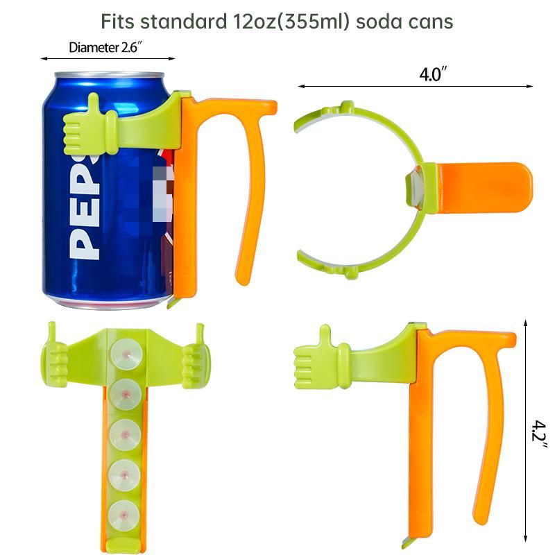 Blue Soda Can Lid and Handle Holder Set - Anti-Overflow Plastic Cover with view 4