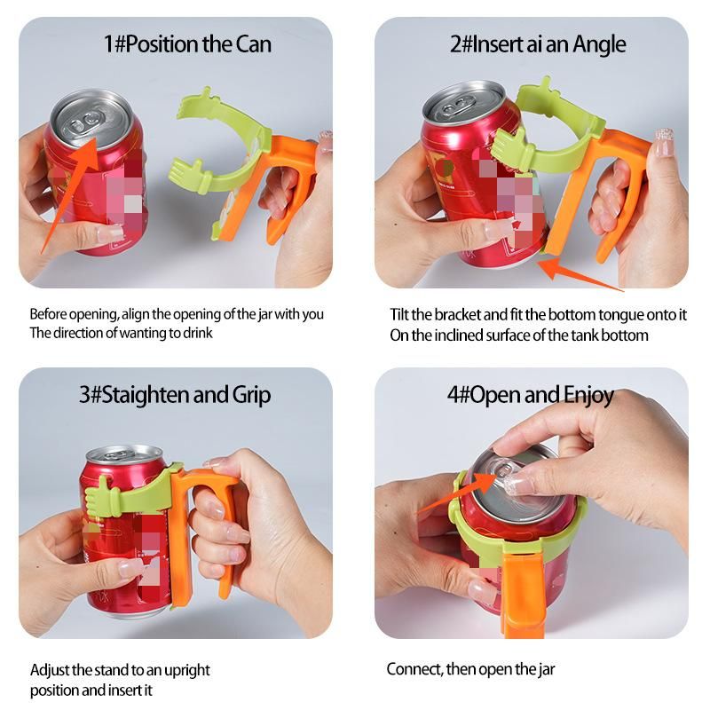 Blue Soda Can Lid and Handle Holder Set - Anti-Overflow Plastic Cover with view 5