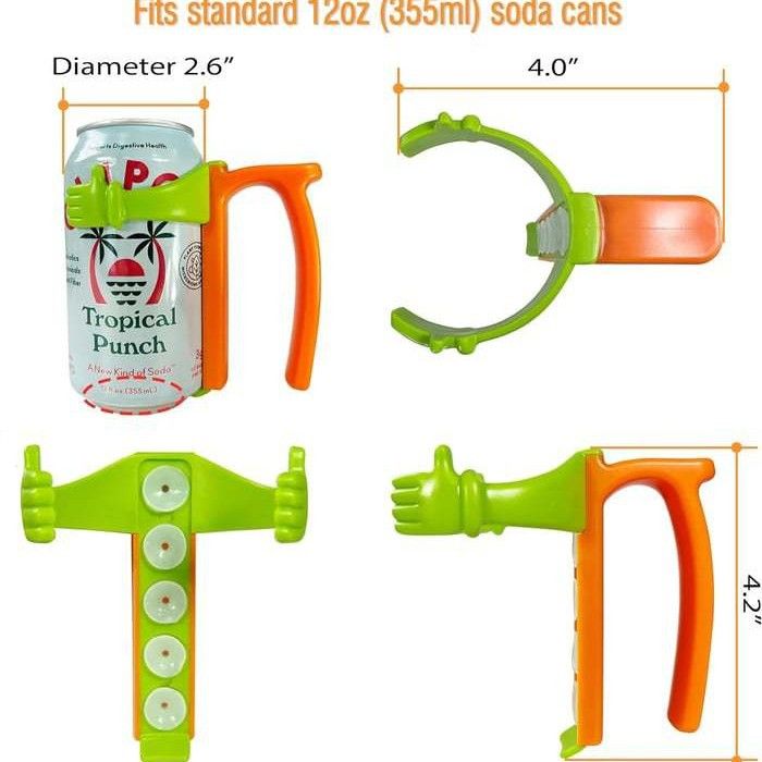 Purple Soda Can Holder with Handle and Suction Cups - Portable Plastic Stand view 4