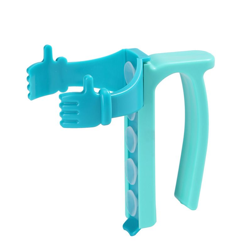 Blue Soda Can Holder with Handle and Suction Cups - Portable Plastic Stand for