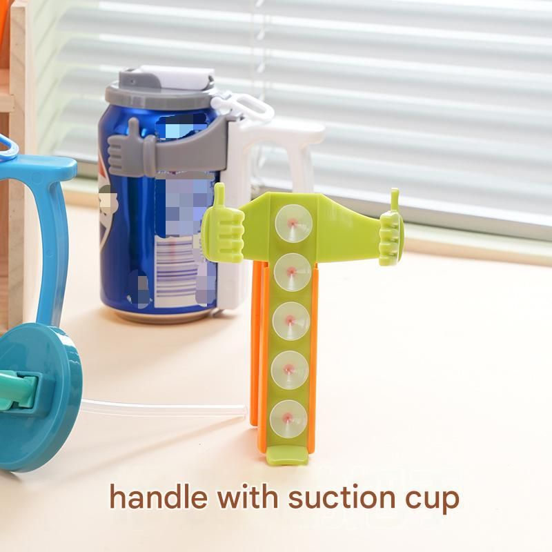 Grey Soda Can Holder with Handle and Suction Cups - Portable Plastic Stand for view 2