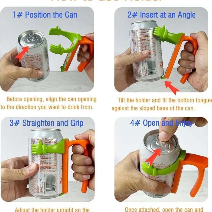 Grey Soda Can Holder with Handle and Suction Cups - Portable Plastic Stand for view 5