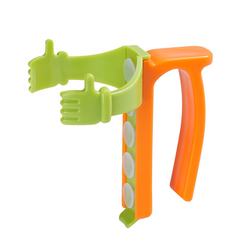 Green Soda Can Holder with Handle and Suction Cups - Portable Plastic Stand