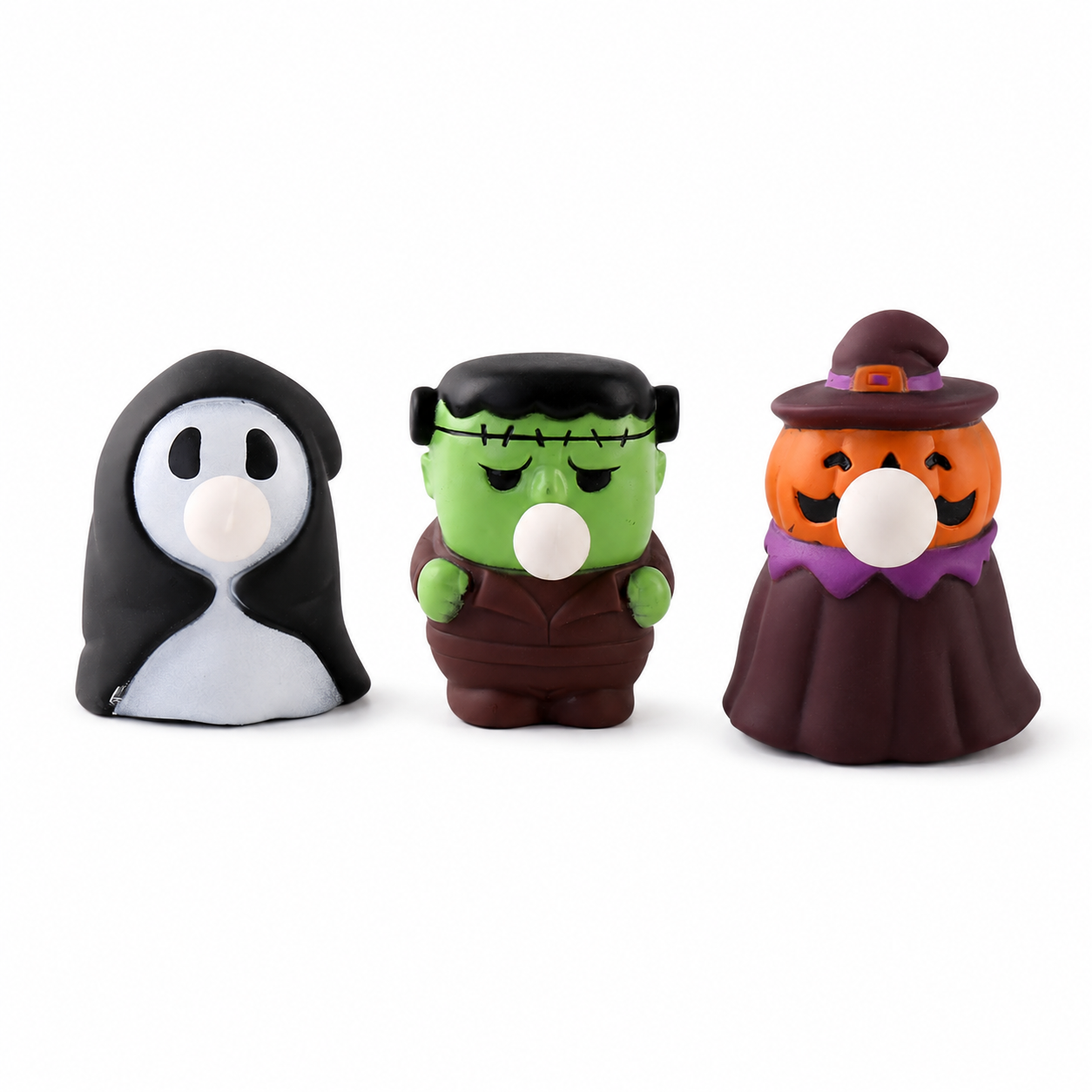 3 pce Halloween Squeeze Bubble Toy （Pumpkin witch and Ghost and Green Monster）
