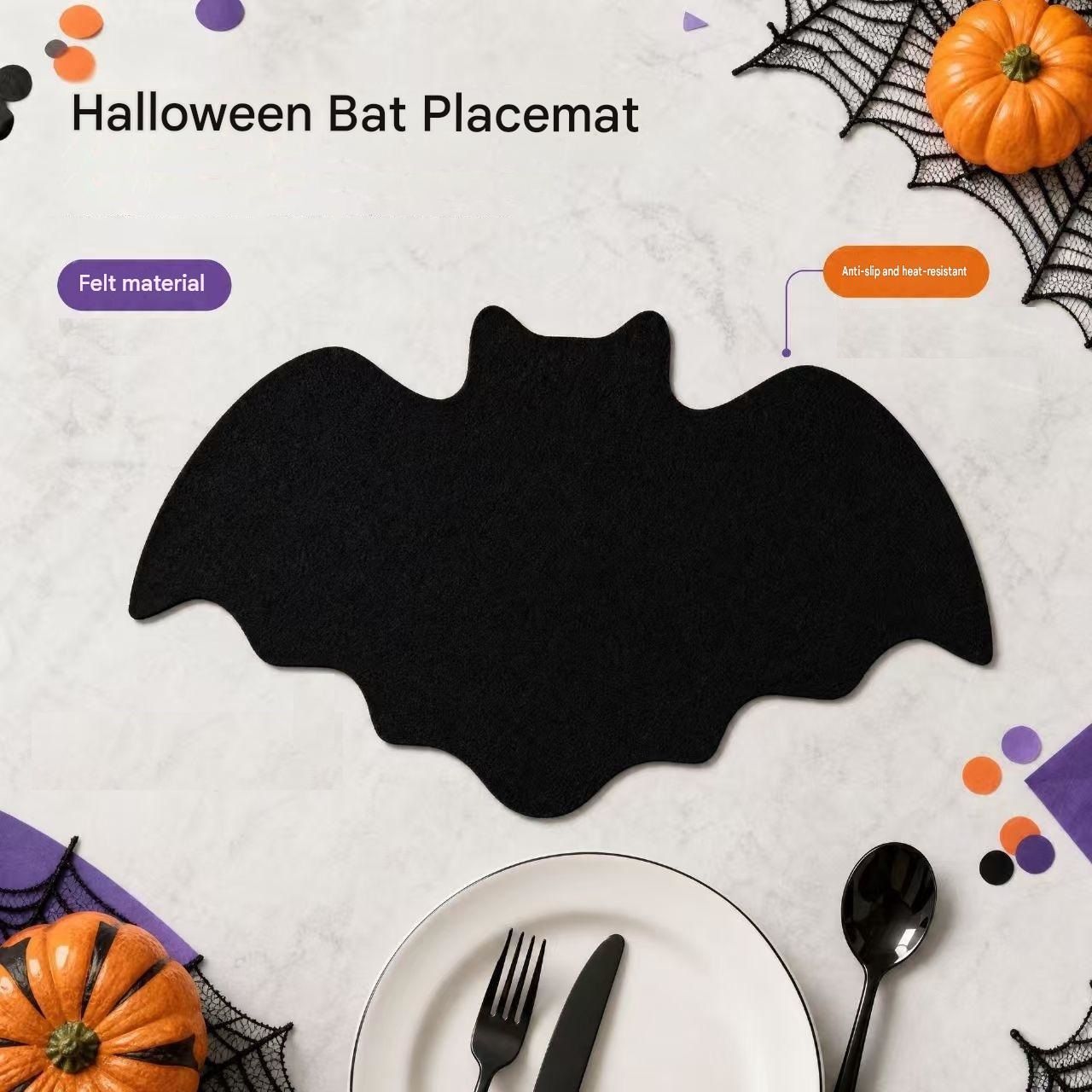 5-pieces 35*20cm Halloween bat-shaped mat - Felt Non-Slip Heat Resistant Table view 4