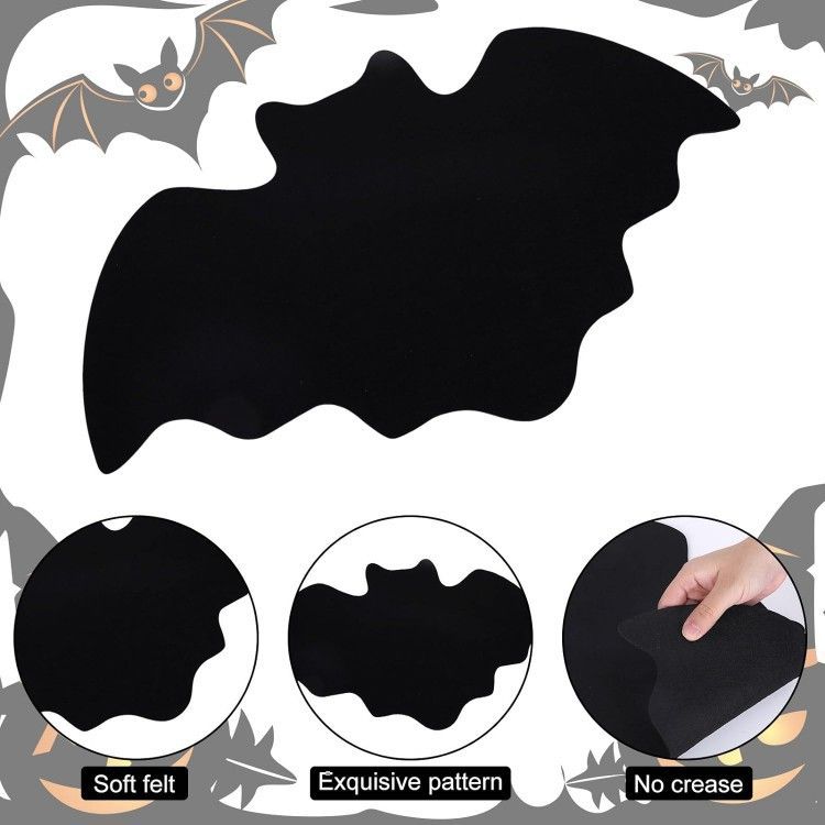 5-pieces 15*9cm Halloween bat-shaped mat - Felt Non-Slip Heat Resistant Table view 5