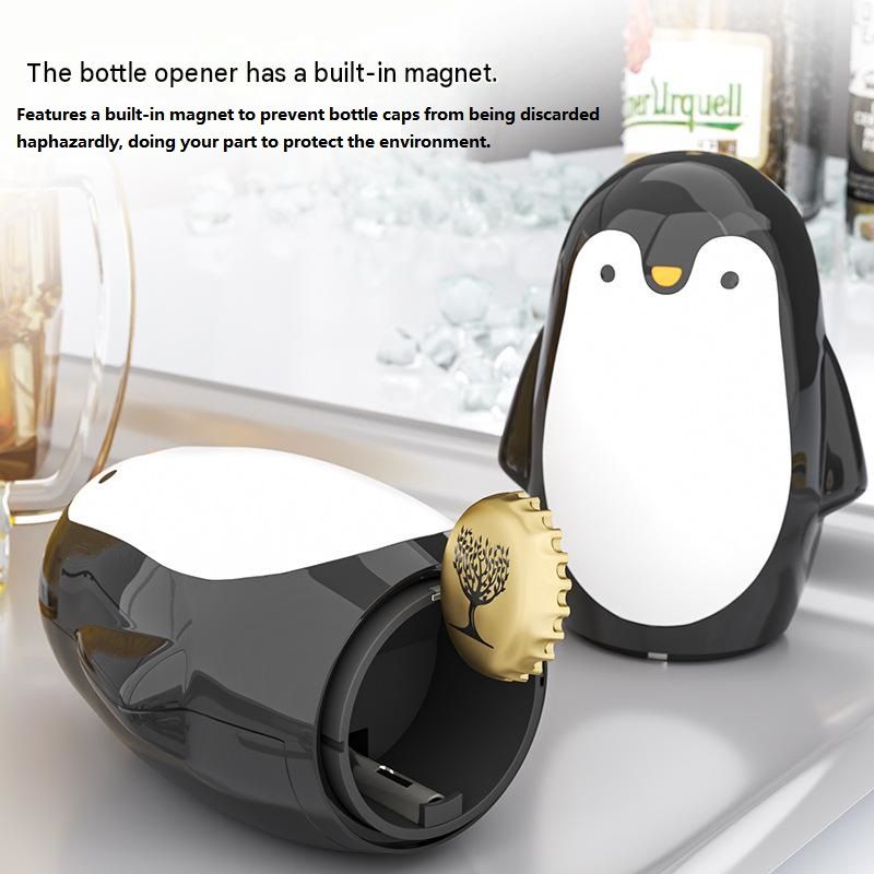 2 pcs Penguin-shaped design Bottle Opener - Stainless Steel and Plastic view 2
