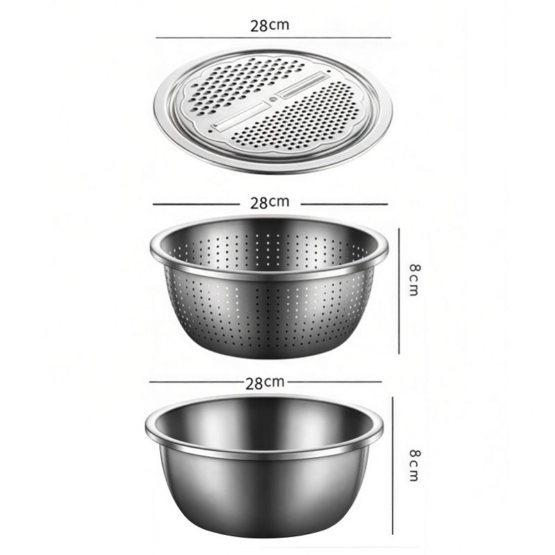 Large size Multifunctional Stainless Steel Vegetable Slicer and Grater Bowl