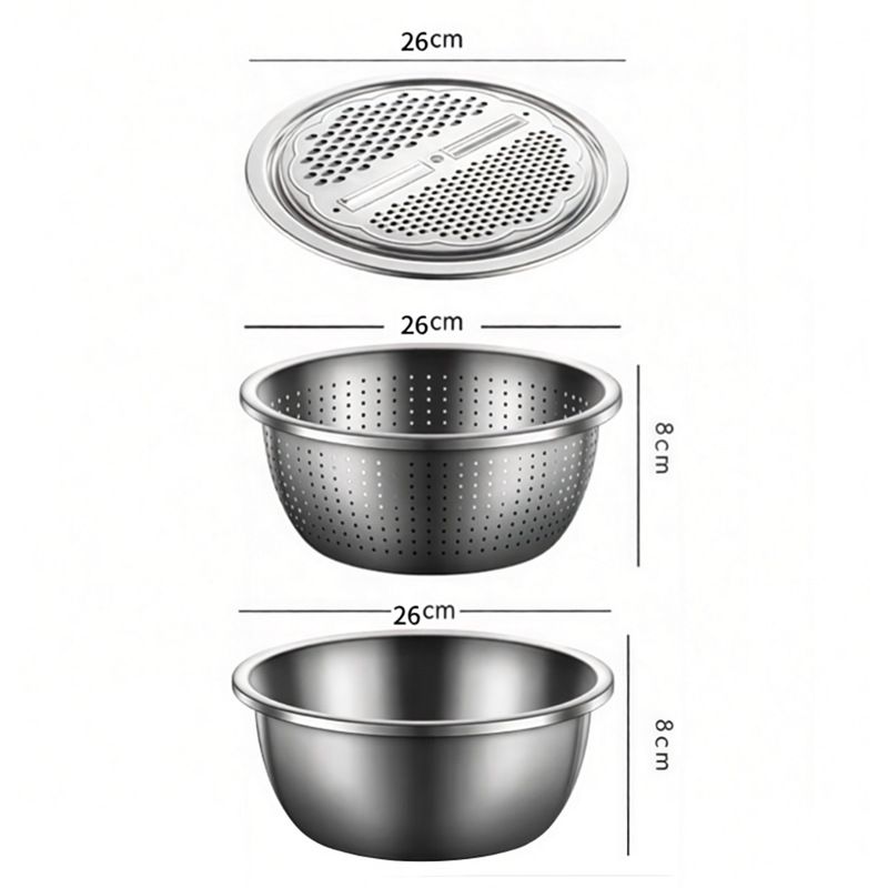Medium size Multifunctional Stainless Steel Vegetable Slicer and Grater Bowl