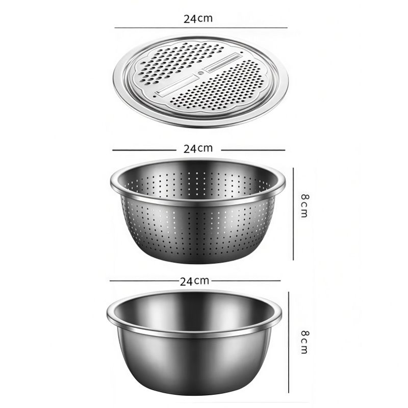 Small size Multifunctional Stainless Steel Vegetable Slicer and Grater Bowl