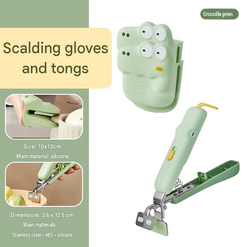 Cute Crocodile shape Kitchen Heat Resistant Set - Silicone Oven Mitts and view 2
