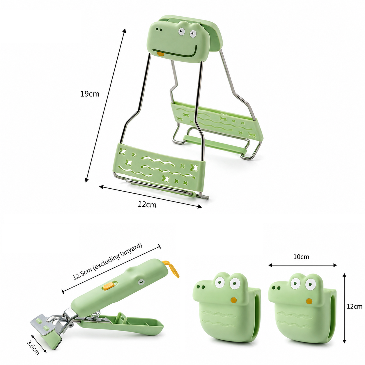 Crocodile shape Kitchen Heat Resistant Set - Adjustable Stainless Steel Plate