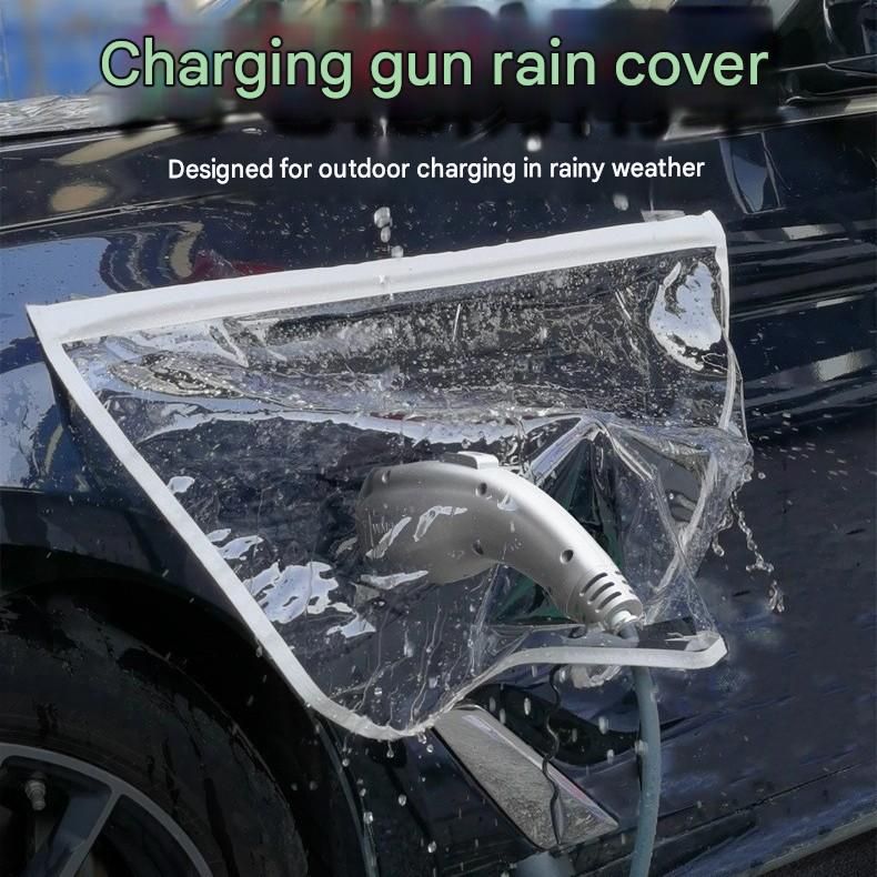 Black Magnetic EV Charging Port Rain Cover - Waterproof PVC Shield with Soft view 3