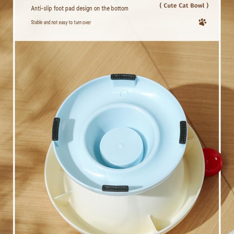 White and Blue Elevated Pet Food Bowl - Stainless Steel Insert view 9