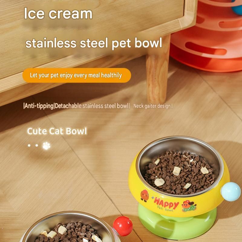 Pink and Blue Elevated Pet Food Bowl - Stainless Steel Insert view 2