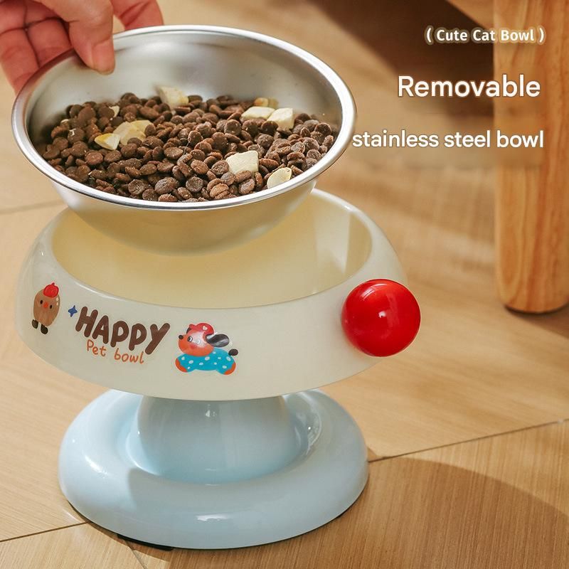 Pink and Blue Elevated Pet Food Bowl - Stainless Steel Insert view 4