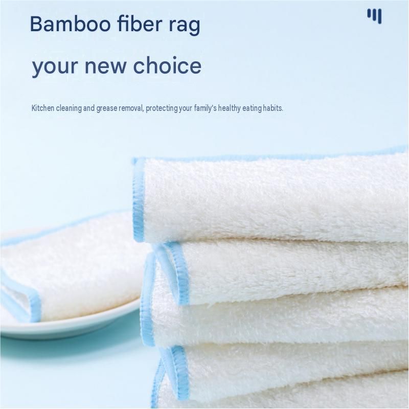 5-pcs 18*23cm Bamboo Fiber Kitchen Dishcloth - Non-Stick Oil Resistant view 3